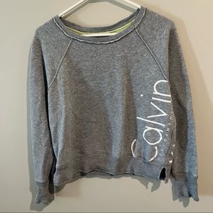 Calvin Klein Gray and White Pullover